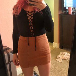 Black Tie Up body suit